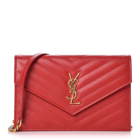 monogram chevron quilted wallet on a chain ysl red|SAINT LAURENT Grain De Poudre Matelasse .